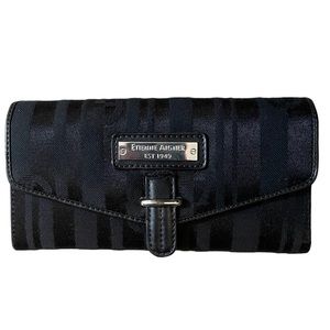NWT Etienne Aigner - Black Fabric Trifold Snap Closure Wallet